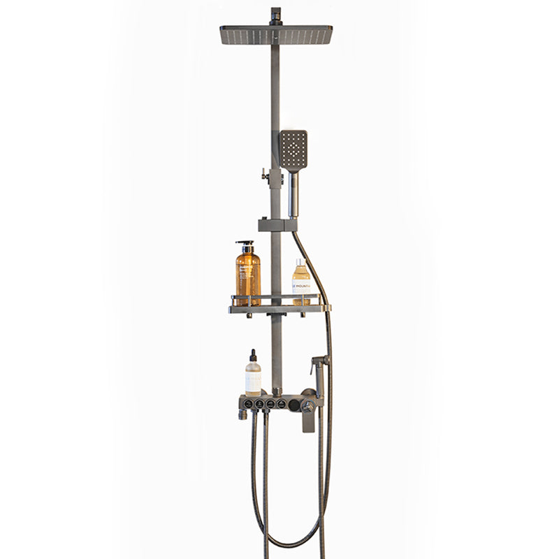 Modern Gray Shower Set 2 Shower Heads Shower System for Bathroom Clearhalo 'Bathroom Remodel & Bathroom Fixtures' 'Home Improvement' 'home_improvement' 'home_improvement_shower_faucets' 'Shower Faucets & Systems' 'shower_faucets' 'Showers & Bathtubs Plumbing' 'Showers & Bathtubs' 6285227