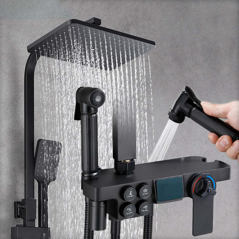 Contemporary Copper Shower System Wall Mounted Shower System with Hand Shower Clearhalo 'Bathroom Remodel & Bathroom Fixtures' 'Home Improvement' 'home_improvement' 'home_improvement_shower_faucets' 'Shower Faucets & Systems' 'shower_faucets' 'Showers & Bathtubs Plumbing' 'Showers & Bathtubs' 6285248