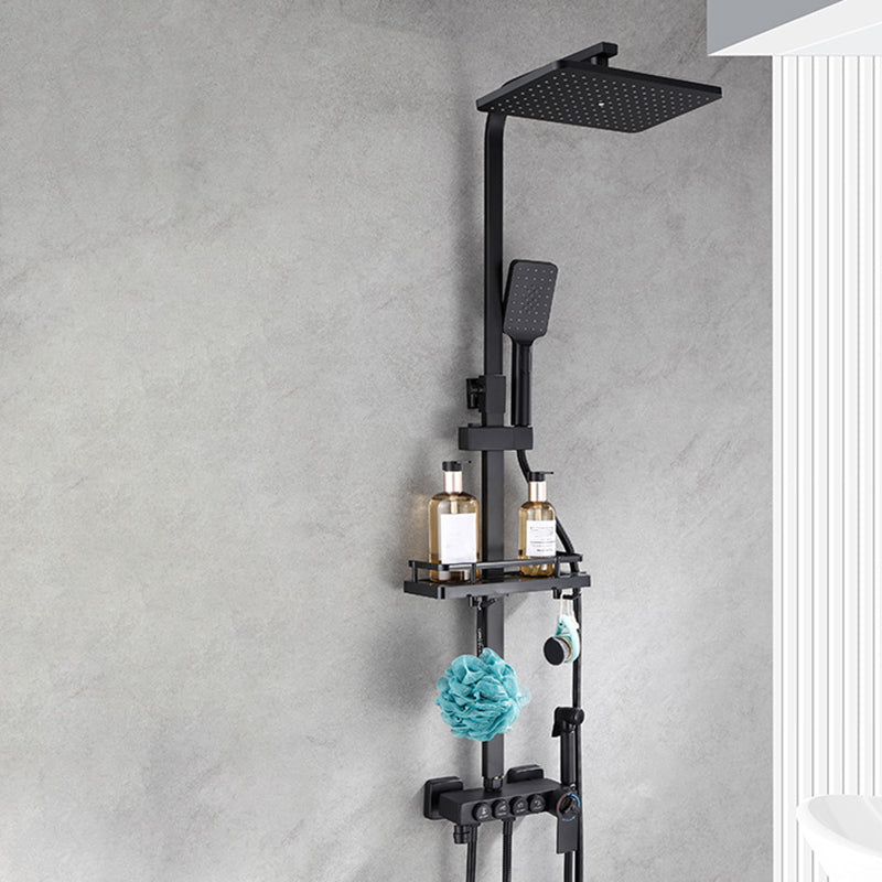 Contemporary Copper Shower System Wall Mounted Shower System with Hand Shower Black Thermostatic Clearhalo 'Bathroom Remodel & Bathroom Fixtures' 'Home Improvement' 'home_improvement' 'home_improvement_shower_faucets' 'Shower Faucets & Systems' 'shower_faucets' 'Showers & Bathtubs Plumbing' 'Showers & Bathtubs' 6285250