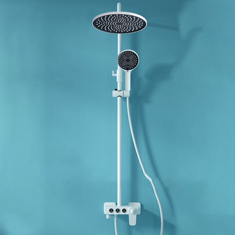 Contemporary Copper Shower System Wall Mounted Shower System with Hand Shower Matte White Thermostatic Clearhalo 'Bathroom Remodel & Bathroom Fixtures' 'Home Improvement' 'home_improvement' 'home_improvement_shower_faucets' 'Shower Faucets & Systems' 'shower_faucets' 'Showers & Bathtubs Plumbing' 'Showers & Bathtubs' 6285252