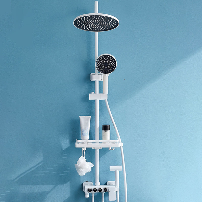 Contemporary Copper Shower System Wall Mounted Shower System with Hand Shower White Currency Clearhalo 'Bathroom Remodel & Bathroom Fixtures' 'Home Improvement' 'home_improvement' 'home_improvement_shower_faucets' 'Shower Faucets & Systems' 'shower_faucets' 'Showers & Bathtubs Plumbing' 'Showers & Bathtubs' 6285259