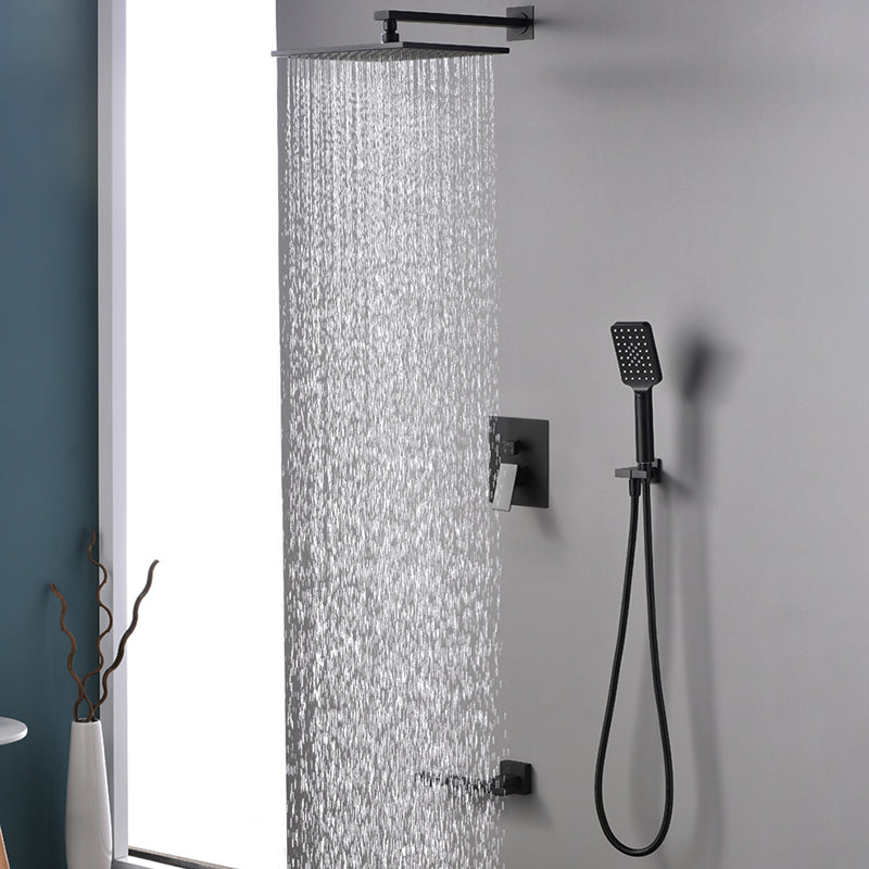Square Black Spot Resist Shower Faucet Shower Arm Shower with Handheld Shower Head Clearhalo 'Bathroom Remodel & Bathroom Fixtures' 'Home Improvement' 'home_improvement' 'home_improvement_shower_faucets' 'Shower Faucets & Systems' 'shower_faucets' 'Showers & Bathtubs Plumbing' 'Showers & Bathtubs' 6285277