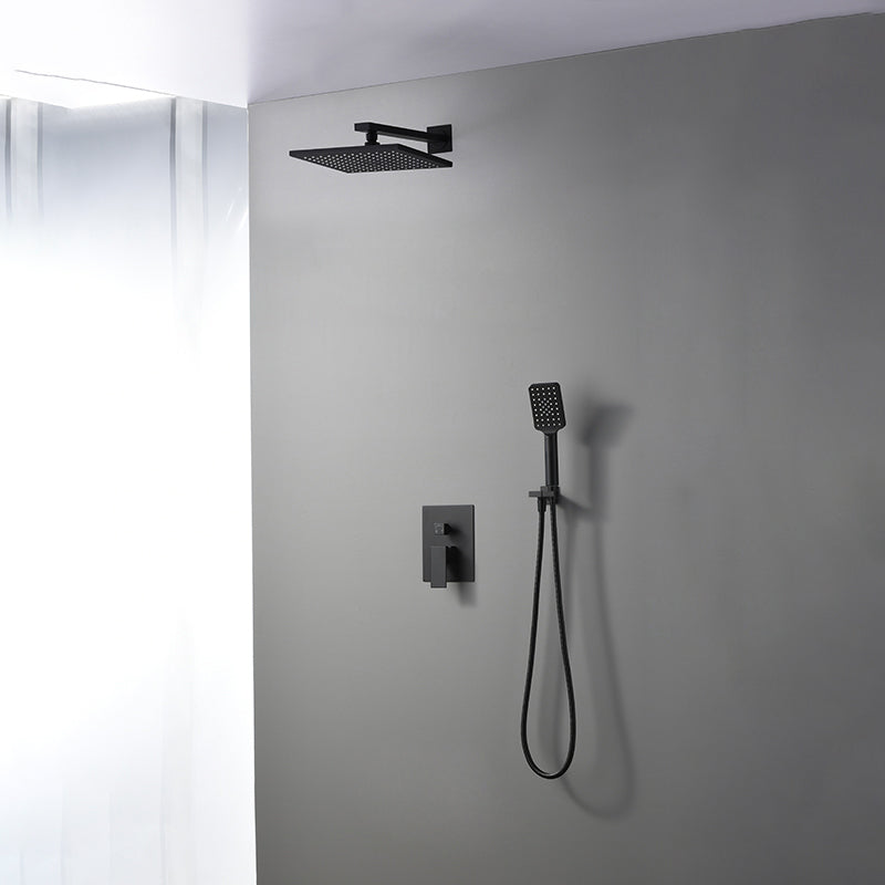 Square Black Spot Resist Shower Faucet Shower Arm Shower with Handheld Shower Head 10"L x 10"W Wall Mount 2 Clearhalo 'Bathroom Remodel & Bathroom Fixtures' 'Home Improvement' 'home_improvement' 'home_improvement_shower_faucets' 'Shower Faucets & Systems' 'shower_faucets' 'Showers & Bathtubs Plumbing' 'Showers & Bathtubs' 6285278
