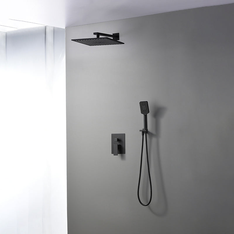 Square Black Spot Resist Shower Faucet Shower Arm Shower with Handheld Shower Head 12"L x 12"W Wall Mount 2 Clearhalo 'Bathroom Remodel & Bathroom Fixtures' 'Home Improvement' 'home_improvement' 'home_improvement_shower_faucets' 'Shower Faucets & Systems' 'shower_faucets' 'Showers & Bathtubs Plumbing' 'Showers & Bathtubs' 6285279
