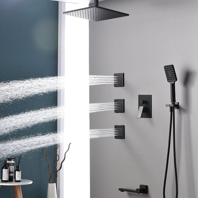 Square Black Spot Resist Shower Faucet Shower Arm Shower with Handheld Shower Head Clearhalo 'Bathroom Remodel & Bathroom Fixtures' 'Home Improvement' 'home_improvement' 'home_improvement_shower_faucets' 'Shower Faucets & Systems' 'shower_faucets' 'Showers & Bathtubs Plumbing' 'Showers & Bathtubs' 6285280