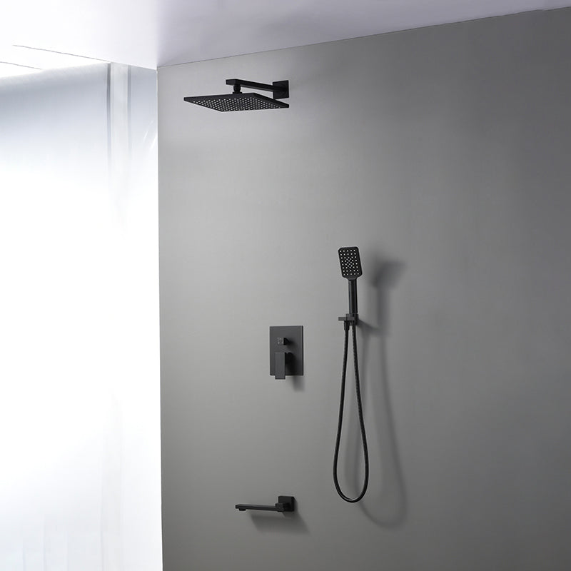 Square Black Spot Resist Shower Faucet Shower Arm Shower with Handheld Shower Head 10"L x 10"W Wall Mount 3 Clearhalo 'Bathroom Remodel & Bathroom Fixtures' 'Home Improvement' 'home_improvement' 'home_improvement_shower_faucets' 'Shower Faucets & Systems' 'shower_faucets' 'Showers & Bathtubs Plumbing' 'Showers & Bathtubs' 6285281