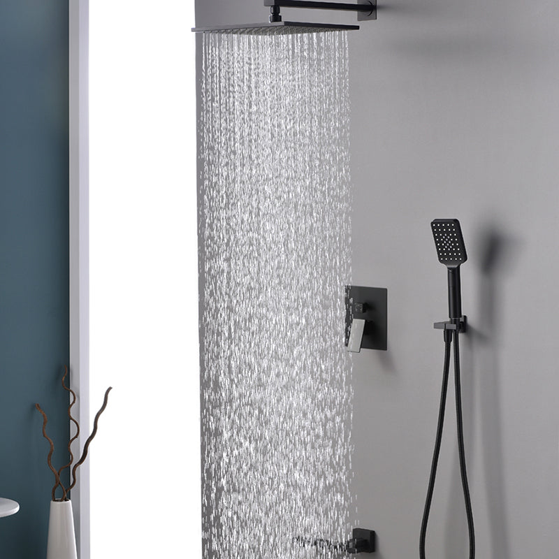 Square Black Spot Resist Shower Faucet Shower Arm Shower with Handheld Shower Head Clearhalo 'Bathroom Remodel & Bathroom Fixtures' 'Home Improvement' 'home_improvement' 'home_improvement_shower_faucets' 'Shower Faucets & Systems' 'shower_faucets' 'Showers & Bathtubs Plumbing' 'Showers & Bathtubs' 6285282