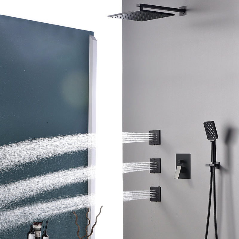 Square Black Spot Resist Shower Faucet Shower Arm Shower with Handheld Shower Head Clearhalo 'Bathroom Remodel & Bathroom Fixtures' 'Home Improvement' 'home_improvement' 'home_improvement_shower_faucets' 'Shower Faucets & Systems' 'shower_faucets' 'Showers & Bathtubs Plumbing' 'Showers & Bathtubs' 6285284