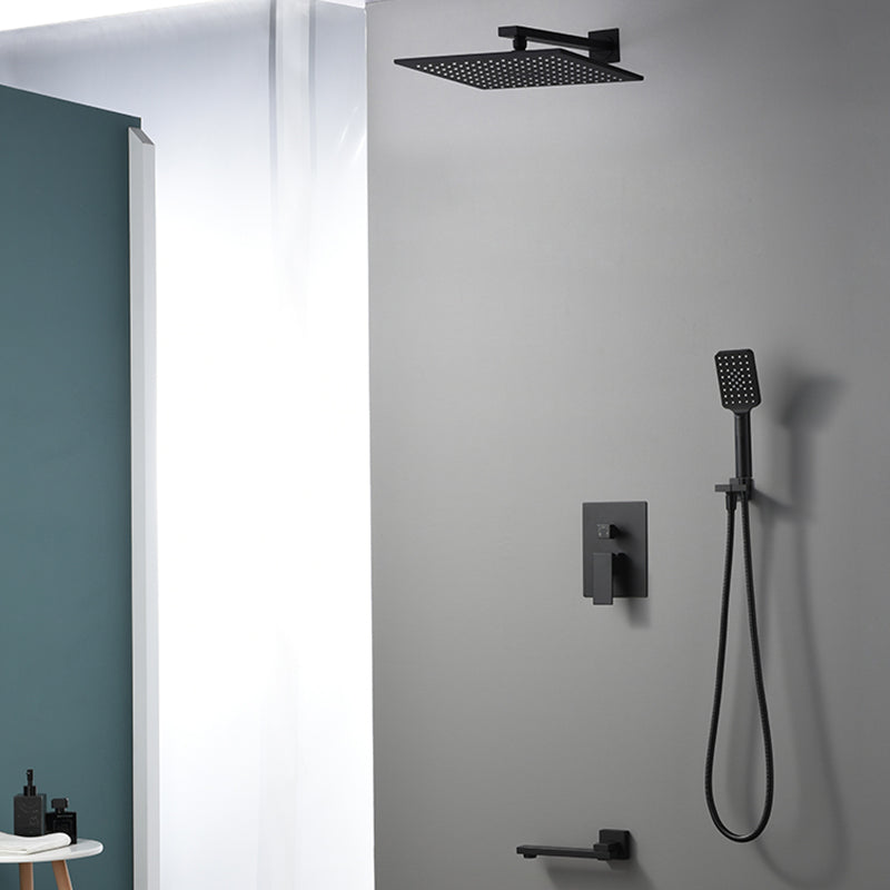 Square Black Spot Resist Shower Faucet Shower Arm Shower with Handheld Shower Head Clearhalo 'Bathroom Remodel & Bathroom Fixtures' 'Home Improvement' 'home_improvement' 'home_improvement_shower_faucets' 'Shower Faucets & Systems' 'shower_faucets' 'Showers & Bathtubs Plumbing' 'Showers & Bathtubs' 6285295