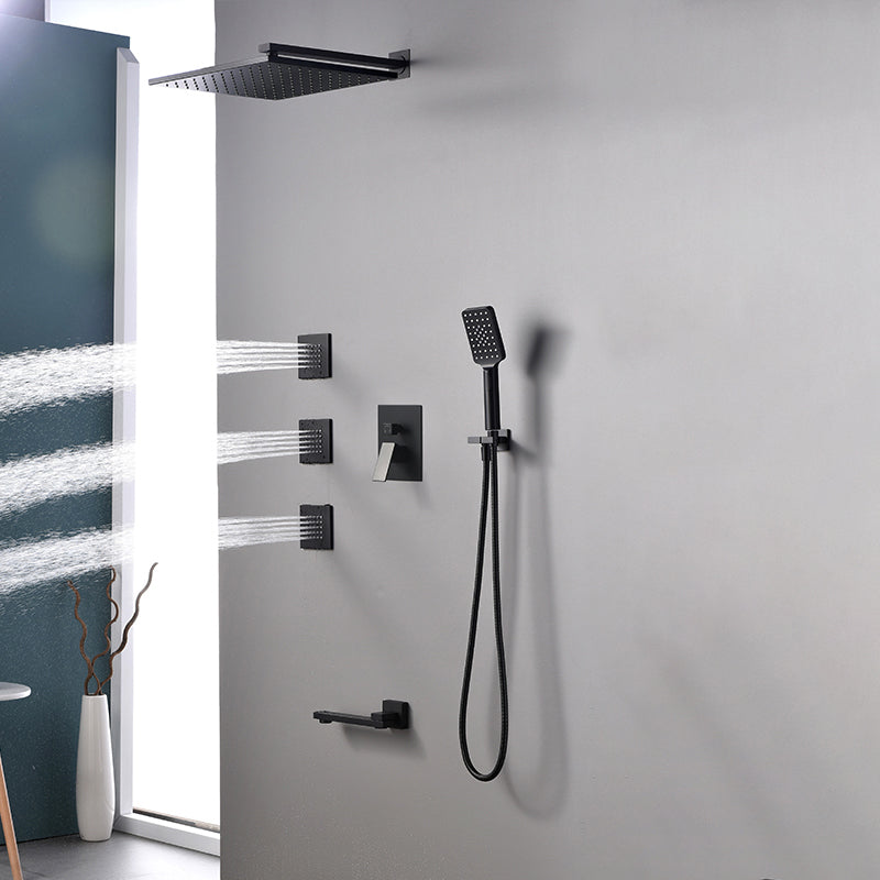 Square Black Spot Resist Shower Faucet Shower Arm Shower with Handheld Shower Head 12"L x 12"W Wall Mount 6 Clearhalo 'Bathroom Remodel & Bathroom Fixtures' 'Home Improvement' 'home_improvement' 'home_improvement_shower_faucets' 'Shower Faucets & Systems' 'shower_faucets' 'Showers & Bathtubs Plumbing' 'Showers & Bathtubs' 6285296