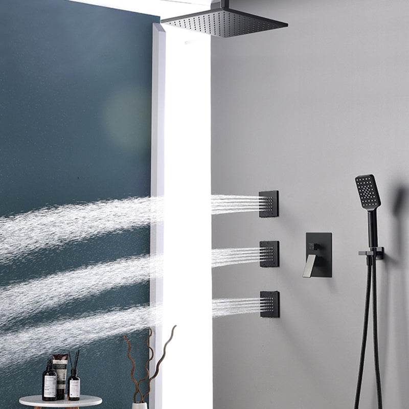 Square Black Spot Resist Shower Faucet Shower Arm Shower with Handheld Shower Head Clearhalo 'Bathroom Remodel & Bathroom Fixtures' 'Home Improvement' 'home_improvement' 'home_improvement_shower_faucets' 'Shower Faucets & Systems' 'shower_faucets' 'Showers & Bathtubs Plumbing' 'Showers & Bathtubs' 6285297