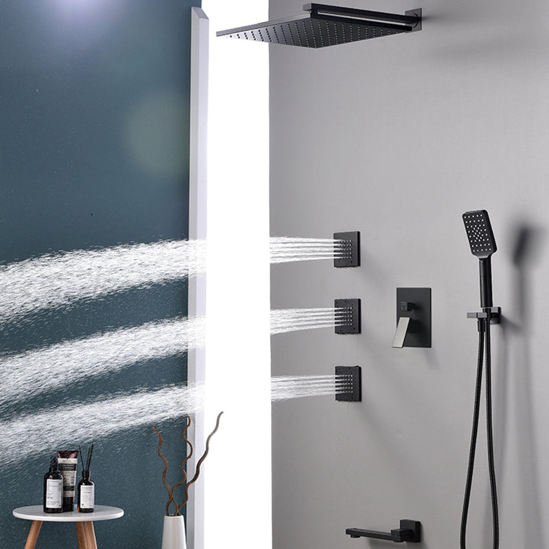 Square Black Spot Resist Shower Faucet Shower Arm Shower with Handheld Shower Head Clearhalo 'Bathroom Remodel & Bathroom Fixtures' 'Home Improvement' 'home_improvement' 'home_improvement_shower_faucets' 'Shower Faucets & Systems' 'shower_faucets' 'Showers & Bathtubs Plumbing' 'Showers & Bathtubs' 6285299