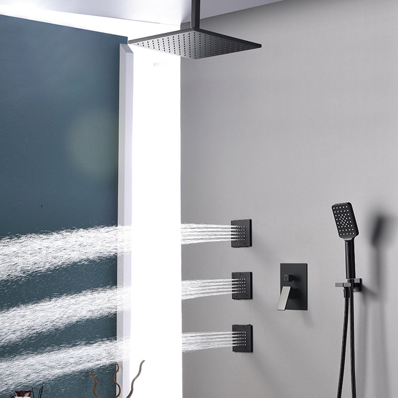 Square Black Spot Resist Shower Faucet Shower Arm Shower with Handheld Shower Head Clearhalo 'Bathroom Remodel & Bathroom Fixtures' 'Home Improvement' 'home_improvement' 'home_improvement_shower_faucets' 'Shower Faucets & Systems' 'shower_faucets' 'Showers & Bathtubs Plumbing' 'Showers & Bathtubs' 6285301