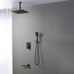 Square Black Spot Resist Shower Faucet Shower Arm Shower with Handheld Shower Head 12"L x 12"W Flush Mount 3 Clearhalo 'Bathroom Remodel & Bathroom Fixtures' 'Home Improvement' 'home_improvement' 'home_improvement_shower_faucets' 'Shower Faucets & Systems' 'shower_faucets' 'Showers & Bathtubs Plumbing' 'Showers & Bathtubs' 6285304