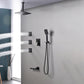 Square Black Spot Resist Shower Faucet Shower Arm Shower with Handheld Shower Head 10"L x 10"W Flush Mount 6 Clearhalo 'Bathroom Remodel & Bathroom Fixtures' 'Home Improvement' 'home_improvement' 'home_improvement_shower_faucets' 'Shower Faucets & Systems' 'shower_faucets' 'Showers & Bathtubs Plumbing' 'Showers & Bathtubs' 6285310