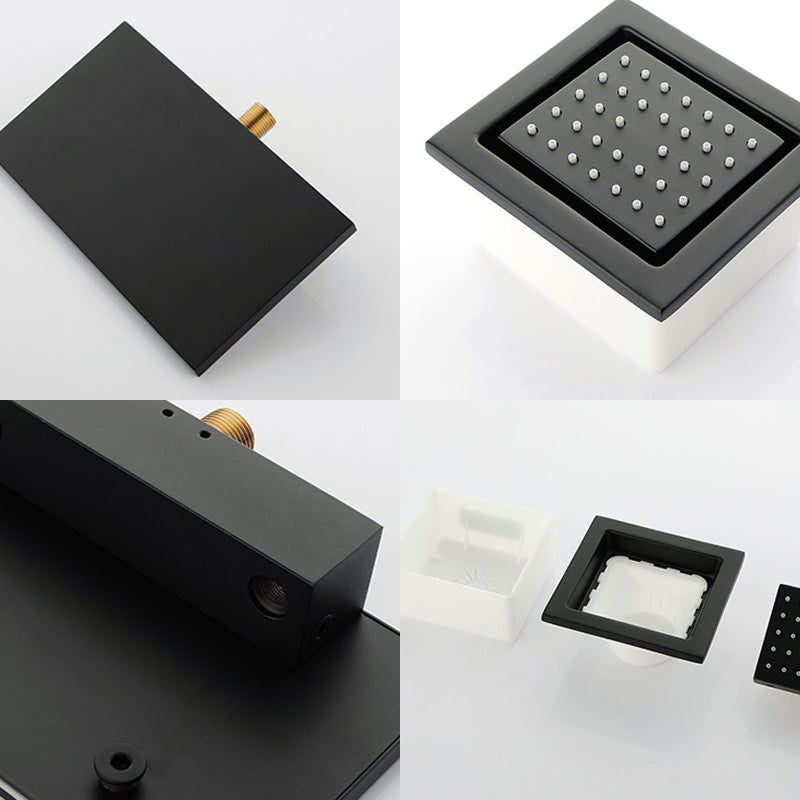 Modern Shower Faucet Adjustable Water Flow Rain Shower Head Shower System in Black Clearhalo 'Bathroom Remodel & Bathroom Fixtures' 'Home Improvement' 'home_improvement' 'home_improvement_shower_faucets' 'Shower Faucets & Systems' 'shower_faucets' 'Showers & Bathtubs Plumbing' 'Showers & Bathtubs' 6285347