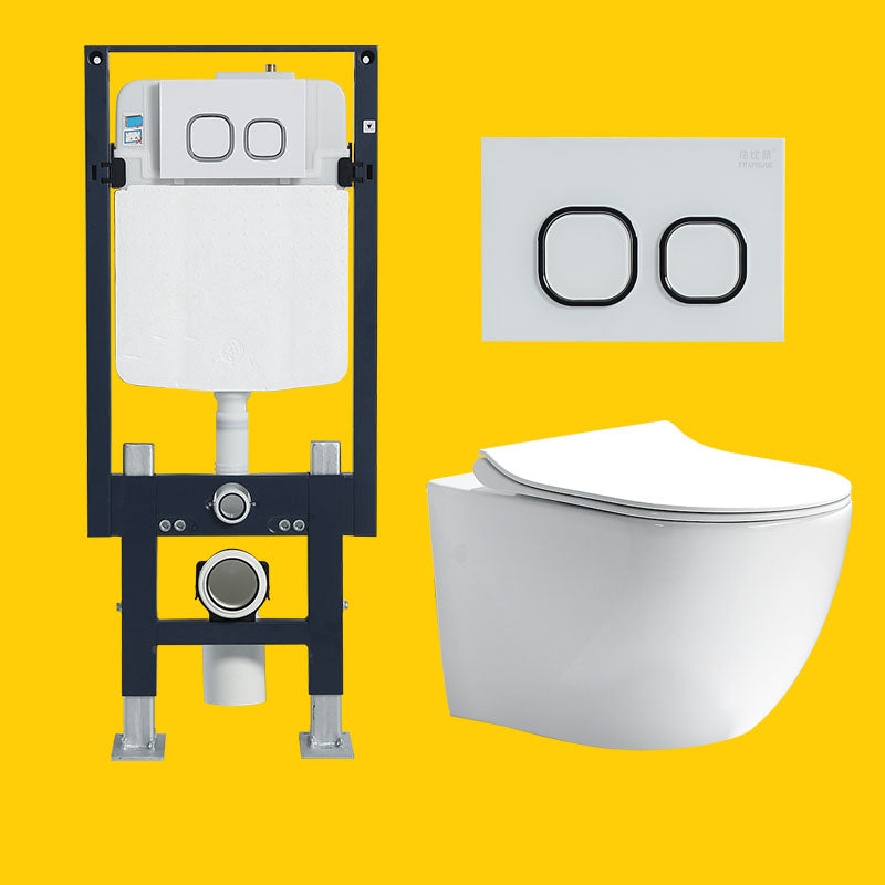 Wall-mounted Toilet Household In-wall Hidden Tank Soft-Close Seat Toilet 14"L x 21"W x 14"H Toilet with Freestanding Tanker Clearhalo 'Bathroom Remodel & Bathroom Fixtures' 'Home Improvement' 'home_improvement' 'home_improvement_toilets' 'Toilets & Bidets' 'Toilets' 6285476