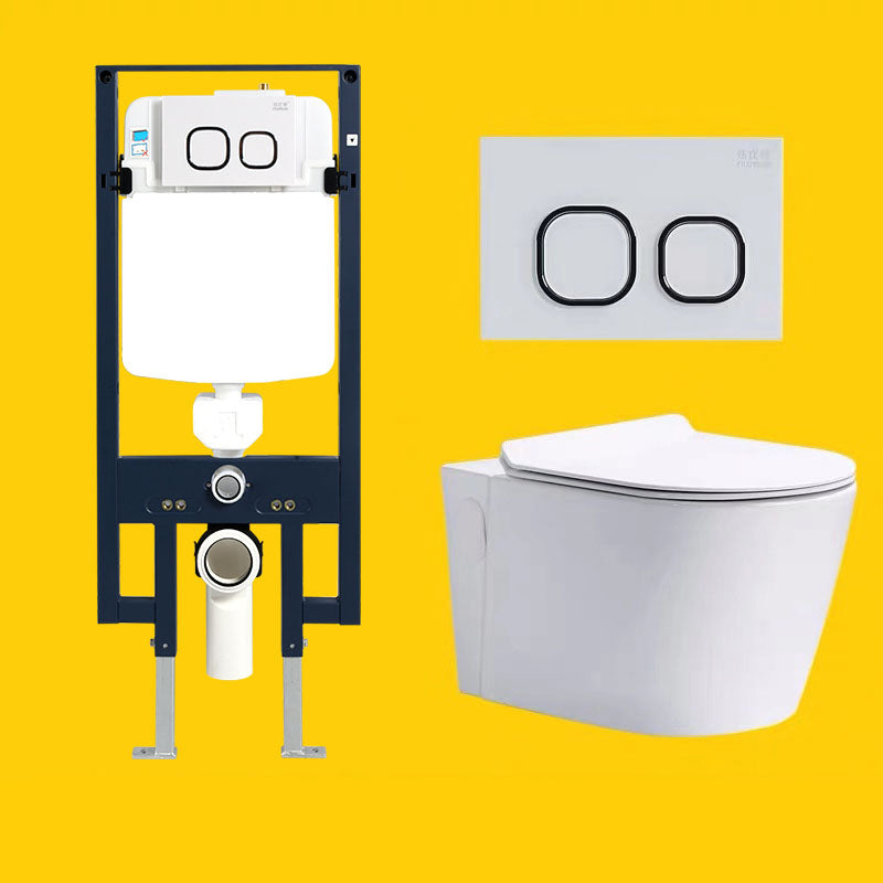 Wall-mounted Toilet Household In-wall Hidden Tank Soft-Close Seat Toilet 14"L x 22"W x 14"H Toilet with High Tanker Clearhalo 'Bathroom Remodel & Bathroom Fixtures' 'Home Improvement' 'home_improvement' 'home_improvement_toilets' 'Toilets & Bidets' 'Toilets' 6285480