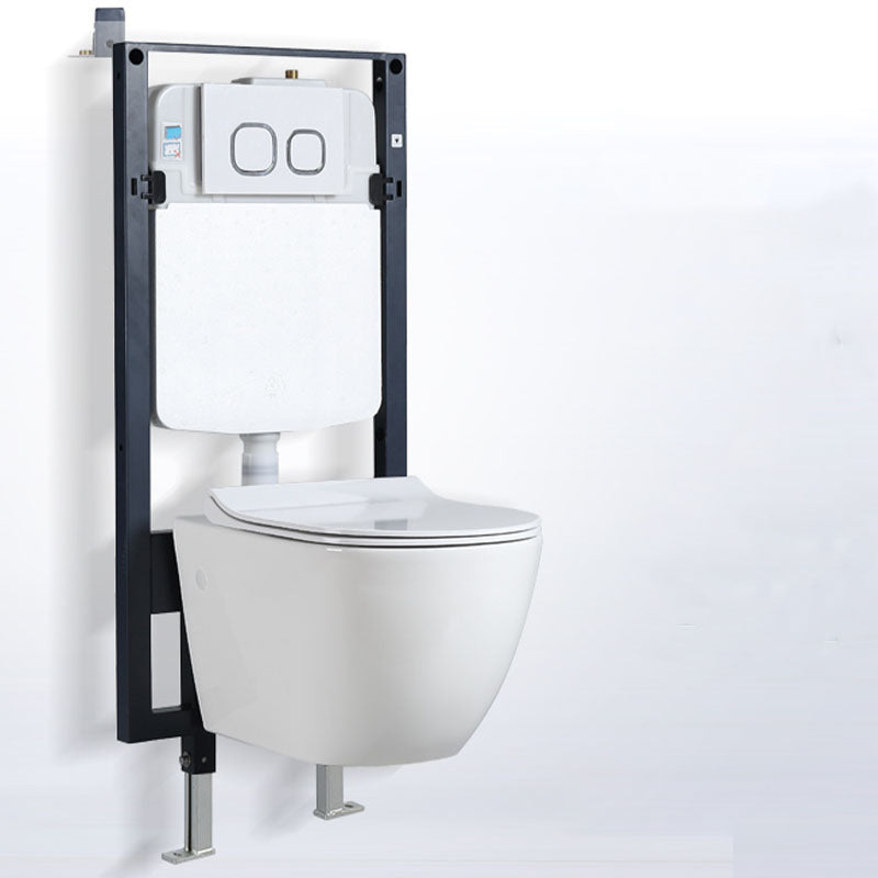 Wall-mounted Toilet Household In-wall Hidden Tank Soft-Close Seat Toilet Clearhalo 'Bathroom Remodel & Bathroom Fixtures' 'Home Improvement' 'home_improvement' 'home_improvement_toilets' 'Toilets & Bidets' 'Toilets' 6285488