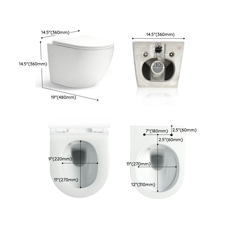 Wall-mounted Toilet Household In-wall Hidden Tank Soft-Close Seat Toilet Clearhalo 'Bathroom Remodel & Bathroom Fixtures' 'Home Improvement' 'home_improvement' 'home_improvement_toilets' 'Toilets & Bidets' 'Toilets' 6285496