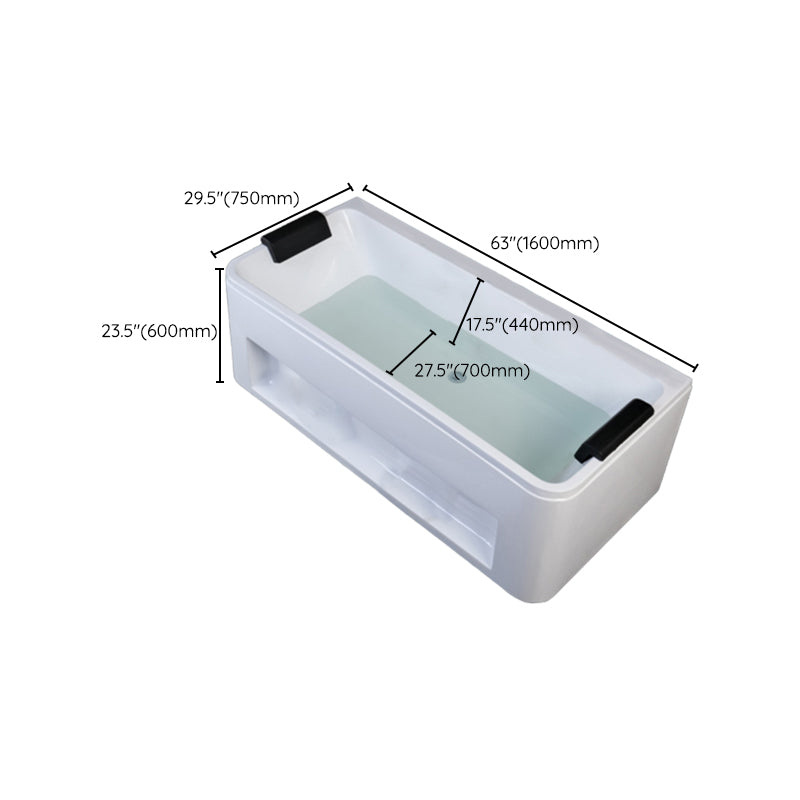 Freestanding Rectangular Bathtub Modern Acrylic CenterFront Drain