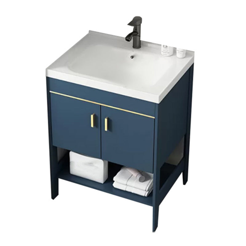 Glam Sink Vanity Stainless Steel Standalone Cabinet and Shelving Included Vanity Set Bathroom Vanity 24"L x 15.7"W x 31.9"H None Clearhalo 'Bathroom Remodel & Bathroom Fixtures' 'Bathroom Vanities' 'bathroom_vanities' 'Home Improvement' 'home_improvement' 'home_improvement_bathroom_vanities' 6286469