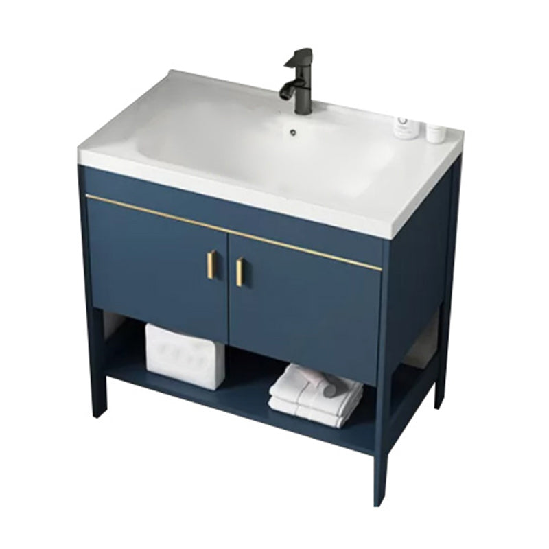 Glam Sink Vanity Stainless Steel Standalone Cabinet and Shelving Included Vanity Set Bathroom Vanity 28"L x 18.9"W x 31.9"H None Clearhalo 'Bathroom Remodel & Bathroom Fixtures' 'Bathroom Vanities' 'bathroom_vanities' 'Home Improvement' 'home_improvement' 'home_improvement_bathroom_vanities' 6286471