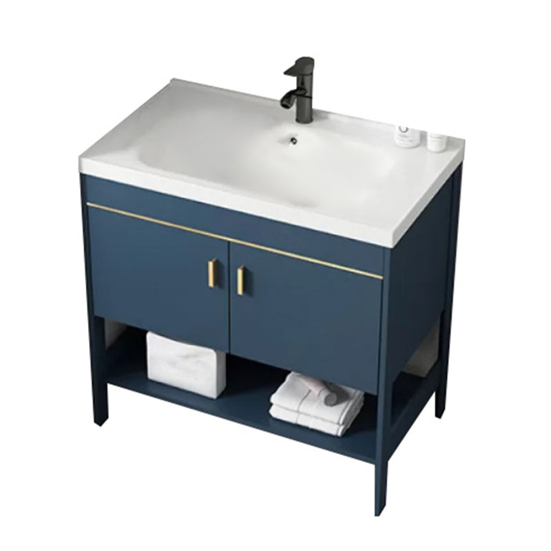 Glam Sink Vanity Stainless Steel Standalone Cabinet and Shelving Included Vanity Set Bathroom Vanity 31.9"L x 18.9"W x 31.9"H None Clearhalo 'Bathroom Remodel & Bathroom Fixtures' 'Bathroom Vanities' 'bathroom_vanities' 'Home Improvement' 'home_improvement' 'home_improvement_bathroom_vanities' 6286473