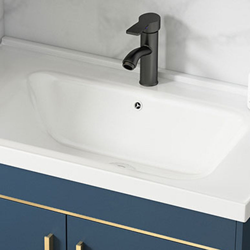 Glam Sink Vanity Stainless Steel Standalone Cabinet and Shelving Included Vanity Set Clearhalo 'Bathroom Remodel & Bathroom Fixtures' 'Bathroom Vanities' 'bathroom_vanities' 'Home Improvement' 'home_improvement' 'home_improvement_bathroom_vanities' 6286474