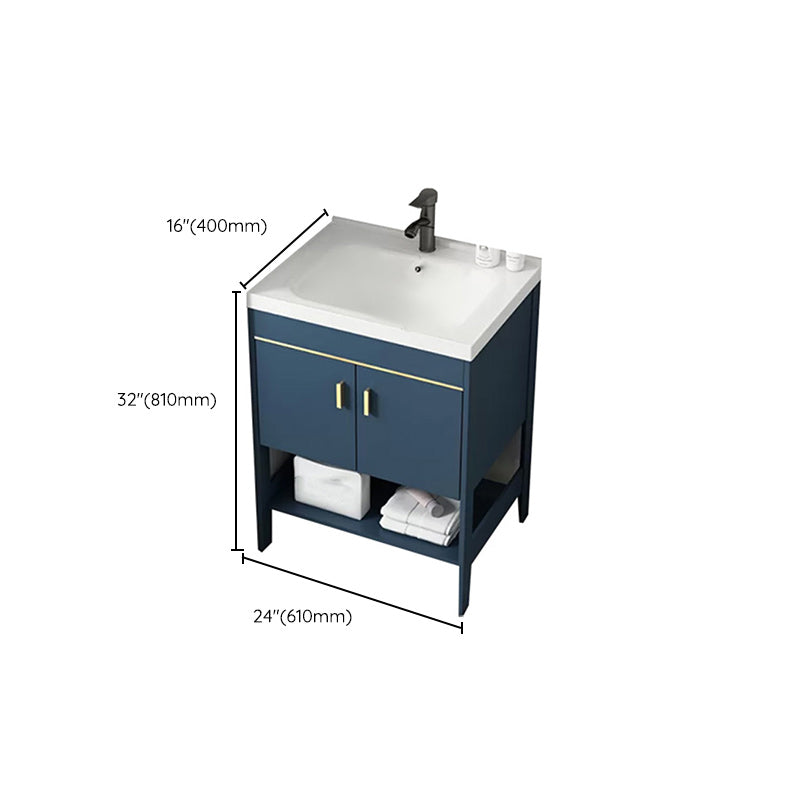 Glam Sink Vanity Stainless Steel Standalone Cabinet and Shelving Included Vanity Set Clearhalo 'Bathroom Remodel & Bathroom Fixtures' 'Bathroom Vanities' 'bathroom_vanities' 'Home Improvement' 'home_improvement' 'home_improvement_bathroom_vanities' 6286479