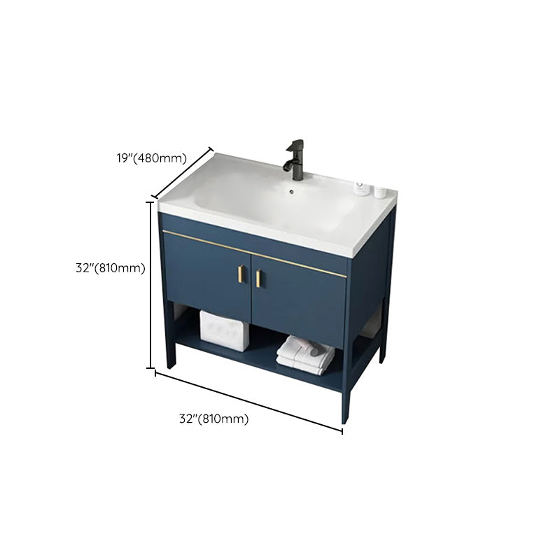 Glam Sink Vanity Stainless Steel Standalone Cabinet and Shelving Included Vanity Set Clearhalo 'Bathroom Remodel & Bathroom Fixtures' 'Bathroom Vanities' 'bathroom_vanities' 'Home Improvement' 'home_improvement' 'home_improvement_bathroom_vanities' 6286481