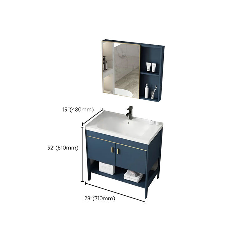 Glam Sink Vanity Stainless Steel Standalone Cabinet and Shelving Included Vanity Set Clearhalo 'Bathroom Remodel & Bathroom Fixtures' 'Bathroom Vanities' 'bathroom_vanities' 'Home Improvement' 'home_improvement' 'home_improvement_bathroom_vanities' 6286483