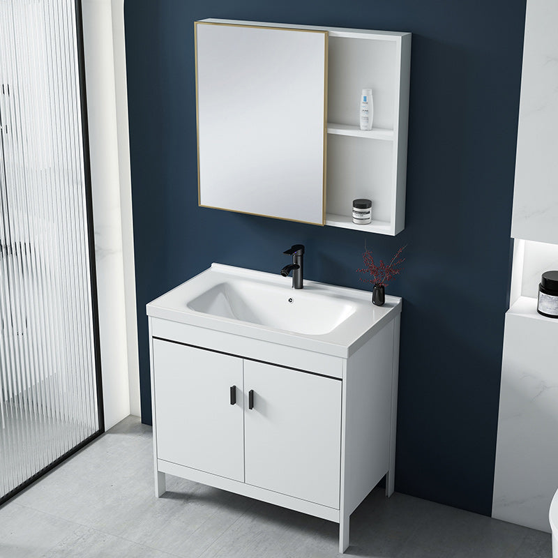 Modern Sink Vanity Wood with Mirror Faucet and Standalone Cabinet Sink Floor Cabinet Clearhalo 'Bathroom Remodel & Bathroom Fixtures' 'Bathroom Vanities' 'bathroom_vanities' 'Home Improvement' 'home_improvement' 'home_improvement_bathroom_vanities' 6286488