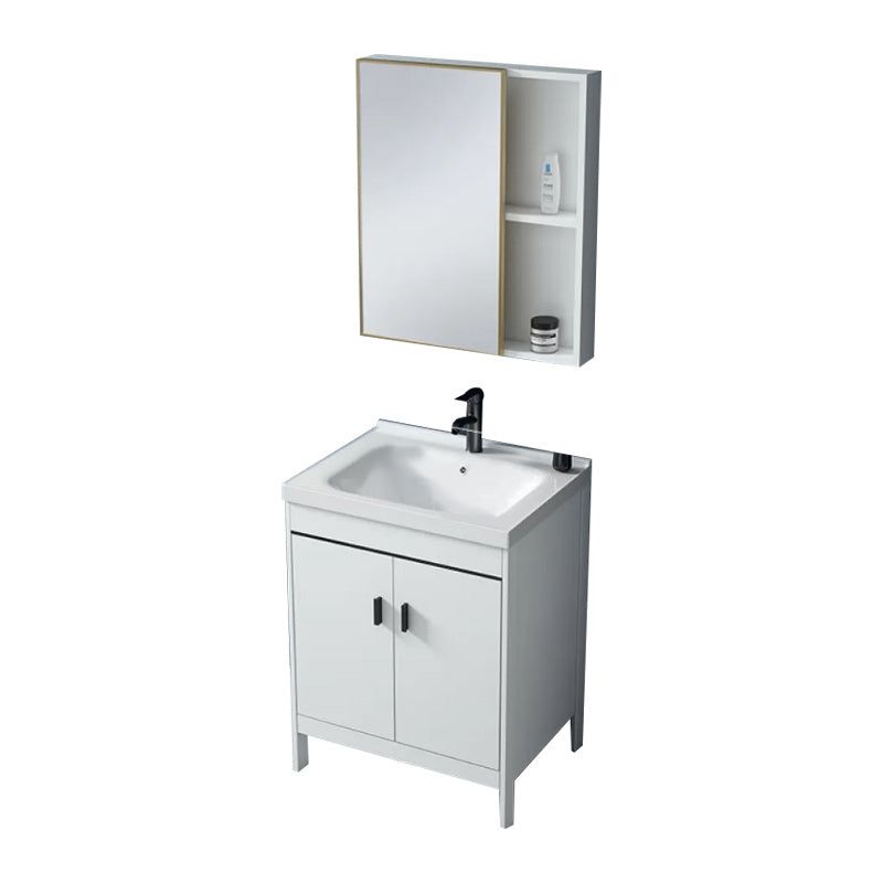 Modern Sink Vanity Wood with Mirror Faucet and Standalone Cabinet Sink Floor Cabinet Vanity & Faucet & Mirror Cabinet 24"L x 15.7"W x 31.9"H Smart Control Not Included Clearhalo 'Bathroom Remodel & Bathroom Fixtures' 'Bathroom Vanities' 'bathroom_vanities' 'Home Improvement' 'home_improvement' 'home_improvement_bathroom_vanities' 6286489