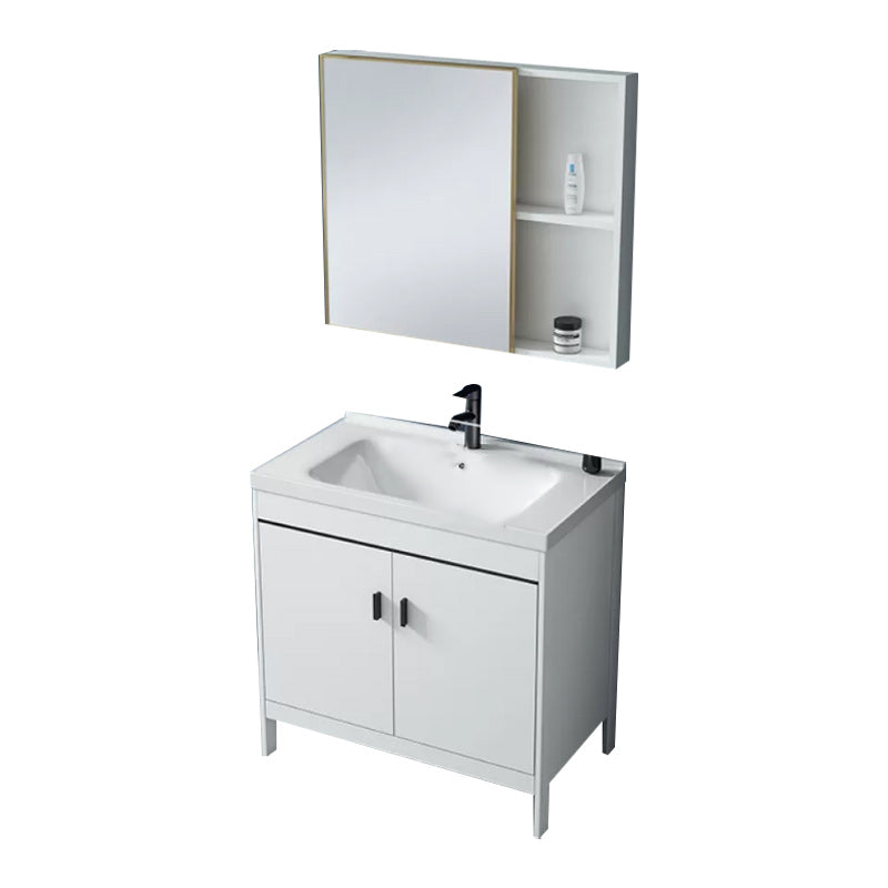 Modern Sink Vanity Wood with Mirror Faucet and Standalone Cabinet Sink Floor Cabinet Vanity & Faucet & Mirror Cabinet 31.9"L x 18.9"W x 31.9"H Smart Control Not Included Clearhalo 'Bathroom Remodel & Bathroom Fixtures' 'Bathroom Vanities' 'bathroom_vanities' 'Home Improvement' 'home_improvement' 'home_improvement_bathroom_vanities' 6286492