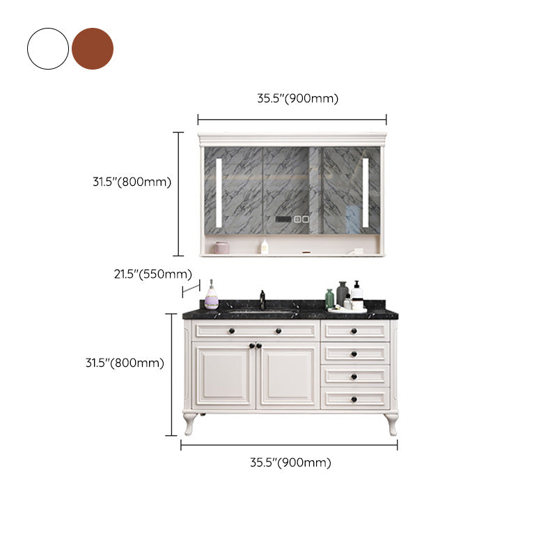Traditional Bathroom Vanity Set Wood Mirror and Faucet Included Freestanding Bath Vanity Clearhalo 'Bathroom Remodel & Bathroom Fixtures' 'Bathroom Vanities' 'bathroom_vanities' 'Home Improvement' 'home_improvement' 'home_improvement_bathroom_vanities' 6287782