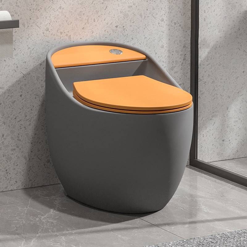 Concealed Tank Flush Toilet Floor Mount One-Piece Toilet with Slow Close Seat Gray/ Orange 14" Clearhalo 'Bathroom Remodel & Bathroom Fixtures' 'Home Improvement' 'home_improvement' 'home_improvement_toilets' 'Toilets & Bidets' 'Toilets' 6288208