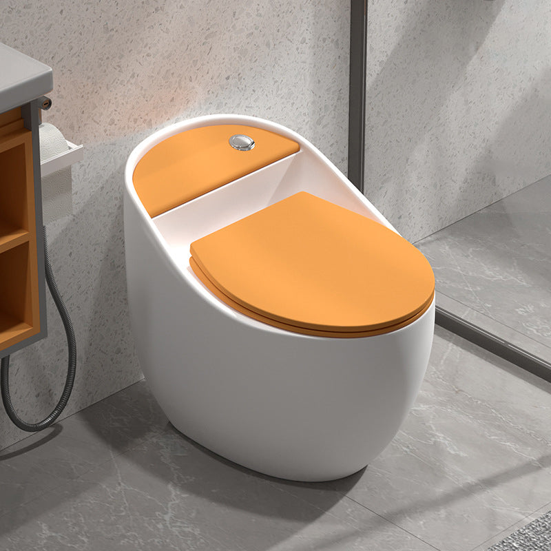 Concealed Tank Flush Toilet Floor Mount One-Piece Toilet with Slow Close Seat White/ Orange Clearhalo 'Bathroom Remodel & Bathroom Fixtures' 'Home Improvement' 'home_improvement' 'home_improvement_toilets' 'Toilets & Bidets' 'Toilets' 6288210
