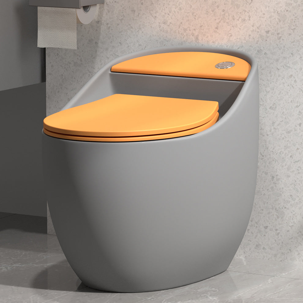 Concealed Tank Flush Toilet Floor Mount One-Piece Toilet with Slow Close Seat Gray/ Orange 16" Clearhalo 'Bathroom Remodel & Bathroom Fixtures' 'Home Improvement' 'home_improvement' 'home_improvement_toilets' 'Toilets & Bidets' 'Toilets' 6288211