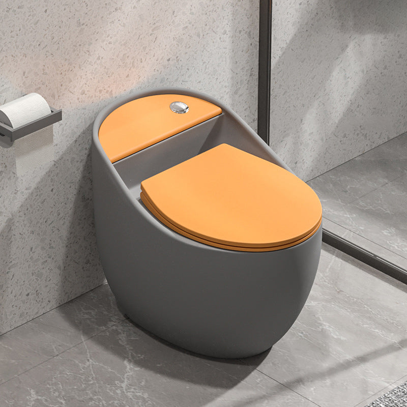 Concealed Tank Flush Toilet Floor Mount One-Piece Toilet with Slow Close Seat Gray/ Orange 12" Clearhalo 'Bathroom Remodel & Bathroom Fixtures' 'Home Improvement' 'home_improvement' 'home_improvement_toilets' 'Toilets & Bidets' 'Toilets' 6288212