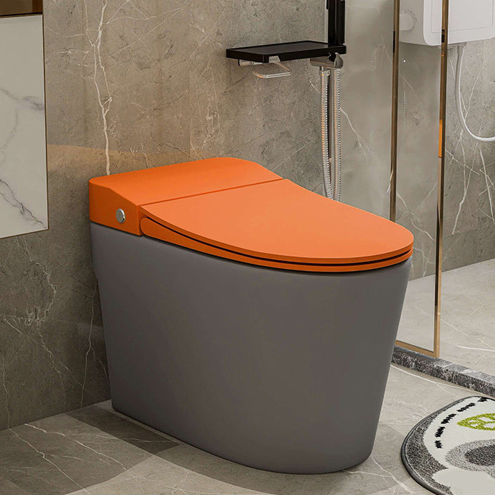 Modern Floor Mount Toilet Bowl Siphon Jet Skirted Toilet with Seat for Bathroom 15"L x 27"W x 18"H Orange 14" Clearhalo 'Bathroom Remodel & Bathroom Fixtures' 'Home Improvement' 'home_improvement' 'home_improvement_toilets' 'Toilets & Bidets' 'Toilets' 6288303