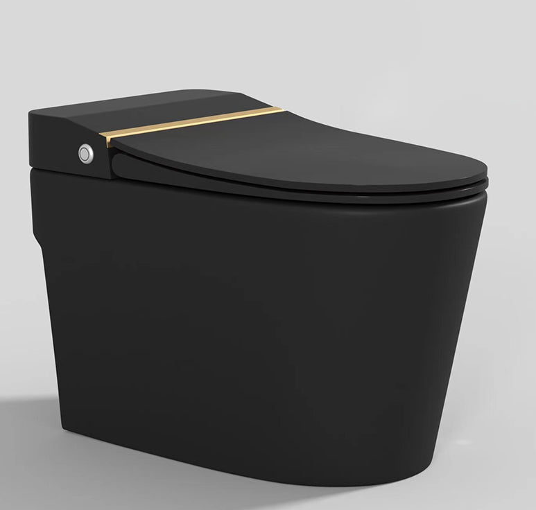 Modern Floor Mount Toilet Bowl Siphon Jet Skirted Toilet with Seat for Bathroom 15"L x 27"W x 18"H Black Clearhalo 'Bathroom Remodel & Bathroom Fixtures' 'Home Improvement' 'home_improvement' 'home_improvement_toilets' 'Toilets & Bidets' 'Toilets' 6288304