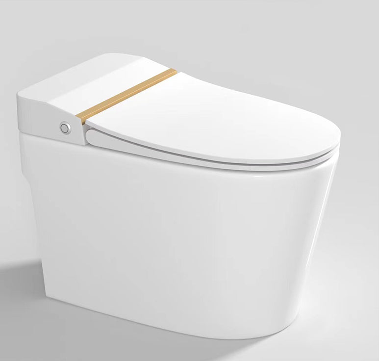 Modern Floor Mount Toilet Bowl Siphon Jet Skirted Toilet with Seat for Bathroom 15"L x 27"W x 18"H White Clearhalo 'Bathroom Remodel & Bathroom Fixtures' 'Home Improvement' 'home_improvement' 'home_improvement_toilets' 'Toilets & Bidets' 'Toilets' 6288305