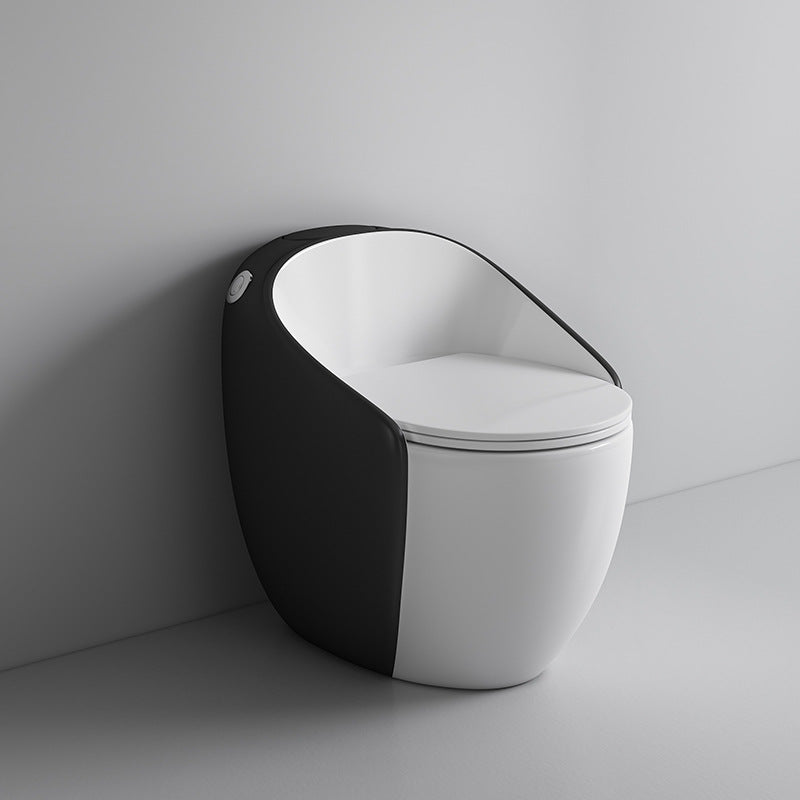 1-Piece Flush Toilet 1.2/1.6 GPF Elongated Toilet Bowl for Bathroom Black White Toilet with Sprayer Clearhalo 'Bathroom Remodel & Bathroom Fixtures' 'Home Improvement' 'home_improvement' 'home_improvement_toilets' 'Toilets & Bidets' 'Toilets' 6288344