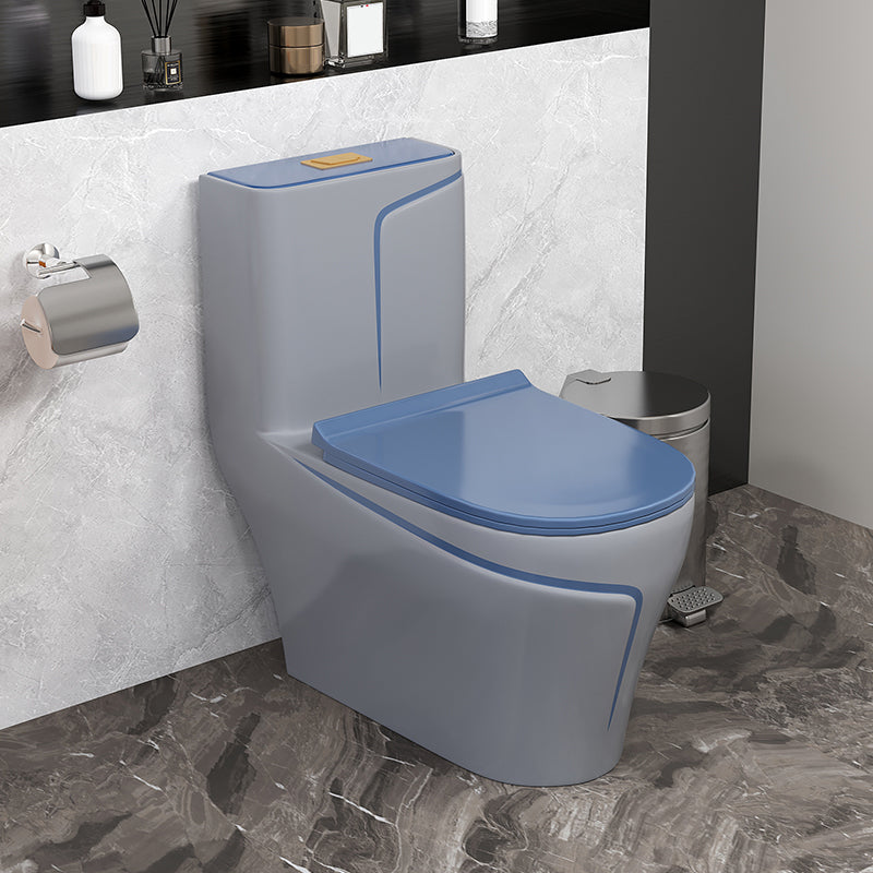 Traditional Flush Toilet Floor Mount One-Piece Toilet with Slow Close Seat Gray-Blue Clearhalo 'Bathroom Remodel & Bathroom Fixtures' 'Home Improvement' 'home_improvement' 'home_improvement_toilets' 'Toilets & Bidets' 'Toilets' 6288399