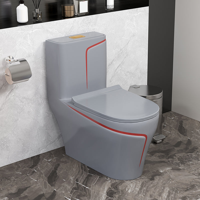 Traditional Flush Toilet Floor Mount One-Piece Toilet with Slow Close Seat Gray-Red Clearhalo 'Bathroom Remodel & Bathroom Fixtures' 'Home Improvement' 'home_improvement' 'home_improvement_toilets' 'Toilets & Bidets' 'Toilets' 6288400