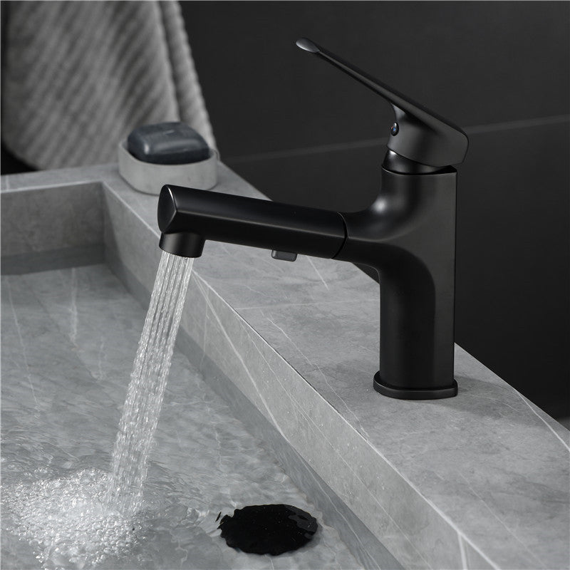 Contemporary Style Widespread Faucet Lever Handles Faucet for Bathroom Black Clearhalo 'Bathroom Remodel & Bathroom Fixtures' 'Bathroom Sink Faucets' 'Bathroom Sinks & Faucet Components' 'bathroom_sink_faucets' 'Home Improvement' 'home_improvement' 'home_improvement_bathroom_sink_faucets' 6298084
