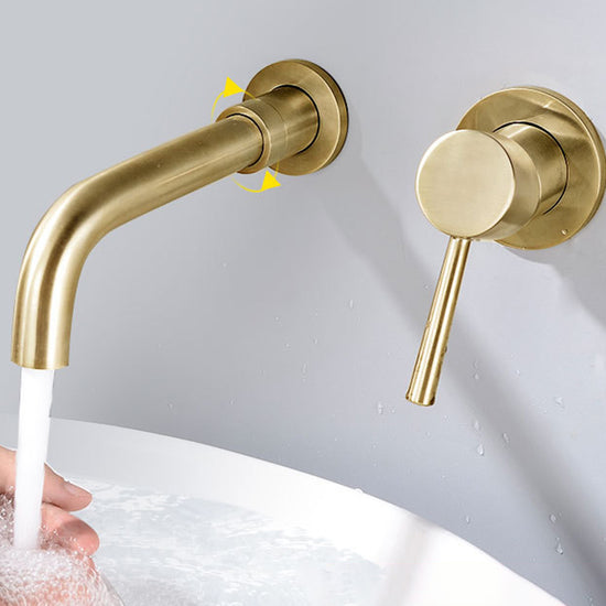 Industrial Bathroom Faucet Brass Lever Handles 2 Hole Faucets Wall ...