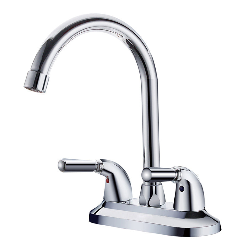 2-Handle High Arch Kitchen Faucet Contemporary Kitchen Sink Faucet with Deck Plate Nickel Clearhalo 'Home Improvement' 'home_improvement' 'home_improvement_kitchen_faucets' 'Kitchen Faucets' 'Kitchen Remodel & Kitchen Fixtures' 'Kitchen Sinks & Faucet Components' 'kitchen_faucets' 6298184