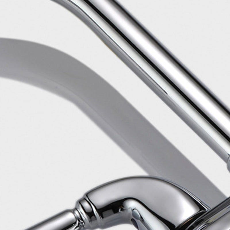 2-Handle High Arch Kitchen Faucet Contemporary Kitchen Sink Faucet with Deck Plate Clearhalo 'Home Improvement' 'home_improvement' 'home_improvement_kitchen_faucets' 'Kitchen Faucets' 'Kitchen Remodel & Kitchen Fixtures' 'Kitchen Sinks & Faucet Components' 'kitchen_faucets' 6298186